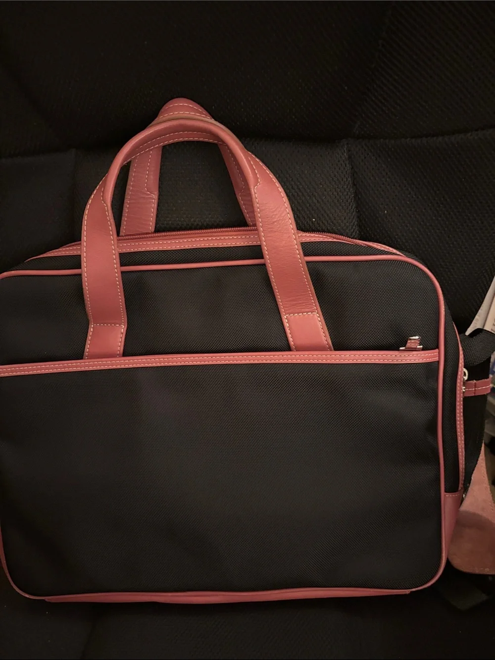 New Jack Georges Canvas/Leather Trim Messenger Computer Bag/Attache Case Black